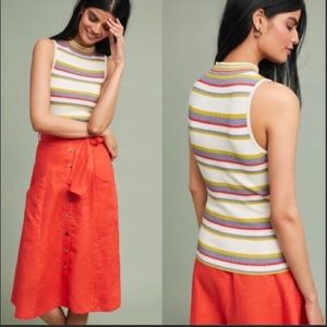 Anthropologie Moth Striped Ribbed Sweater Tank Top